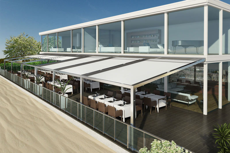 سقف متحرک برقی برای کافه رستوران‌ها
