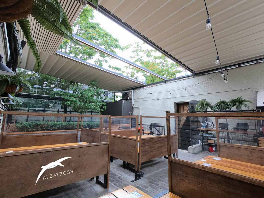 سقف متحرک پشت بام برای رستوران